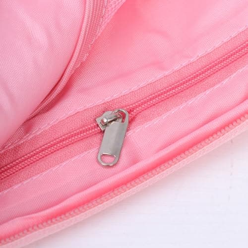 HONMEET Portable Large Capacity USB Cable Storage Bag Nylon Organiser Pouch Mini Carrying Charger Pouch with Organising Feature for Wireless Earphone and Charger for Travel and Daily Use Pink — view 5