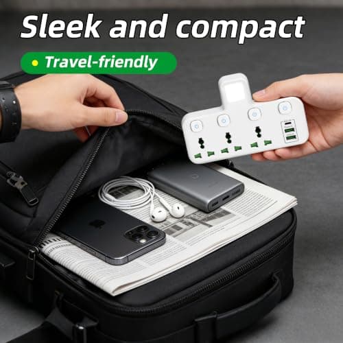 Plug Adapter Extension Socket, Multi Plug Adaptor with Independent Switches — view 3