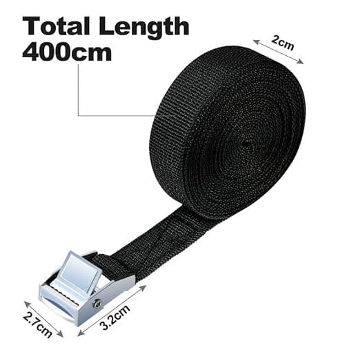 URAQT Tie Down Straps, 4 Pack Heavy Duty Tensioning Belts, 4M Adjustable Cargo Straps Ratchet Straps for Motorcycle, Cargo, Trucks, Trailer, Luggage, 250kg Loading Capacity, Quick Release (Black) — view 2