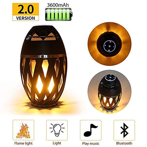 SZGMJIA 2-Pack Led Flame Speakers, Flame Torch Atmosphere Speaker Bluetooth 4.2 Wireless Portable Outdoor HD Audio Waterproof Speaker with LED Flickers Warm Night Lights for iPhone/iPad/Android — view 2