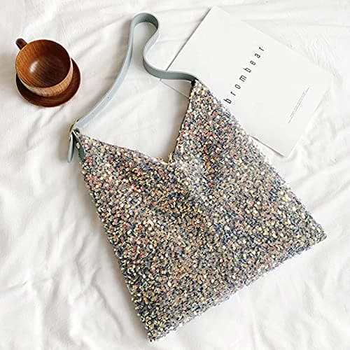 Women Girls Glitter Sequin Shoulder Tote Bag Large Capacity Shiny Shopping Bag Pouch Travel Daily Purse — view 4