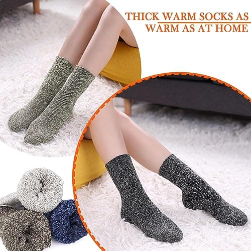 Hocerlu 5 Pairs Thermal Socks for Women and Men, Thick Winter Wool Warm Socks Cosy Boot Socks for Unisex, Size UK 4-8 — view 2