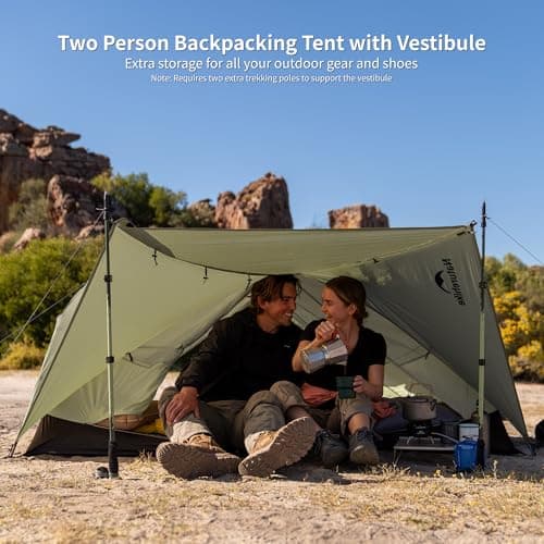 Naturehike Mongar Tent Camping Tent 2 Man Tent Waterproof Ultralight Trekking Tent Hiking Tent Double Layer for Hiking Climbing Outdoor Activities (20D Nylon/Olive Green) — view 2