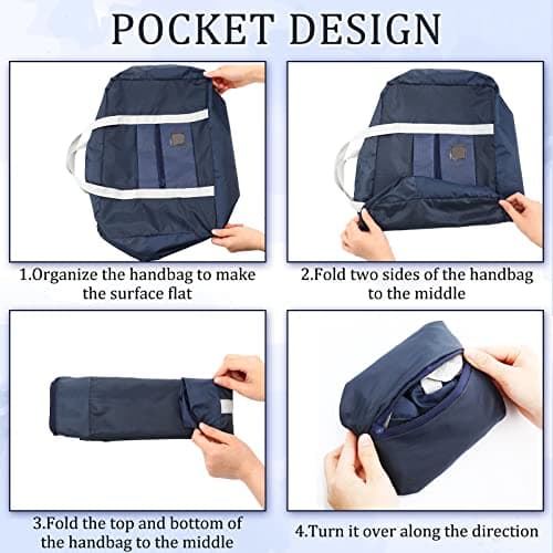12 Pcs Foldable Travel Bags Foldable Travel Duffel Bags Waterproof Lightweight Carry on Bags for Sports Gym Weekender Outing Overnight, Navy Blue — view 5