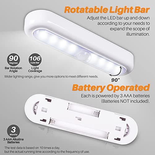 STAR-SPANGLED 7” LED Motion Sensor Lights Indoor AAA Battery, 3 Pack White — view 5