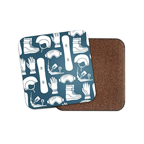 1 x Snowboarding Cork Backed Drinks Coaster - Snowboard Boots Goggles Ski #8408