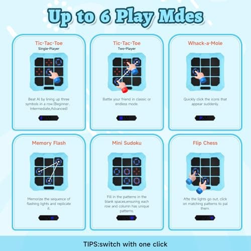 6-in-1 Electronic Tic Tac Toe Game, Rechargeable Noughts and Crosses Game — view 5