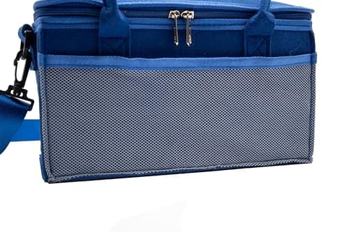 Carrying Case for Toniebox Starter Kit with Velcro Dividers, Dual Mesh Side Pockets and Mesh Zipper Pocket in Lid. (Royal Blue with Shoulder Strap) — view 6