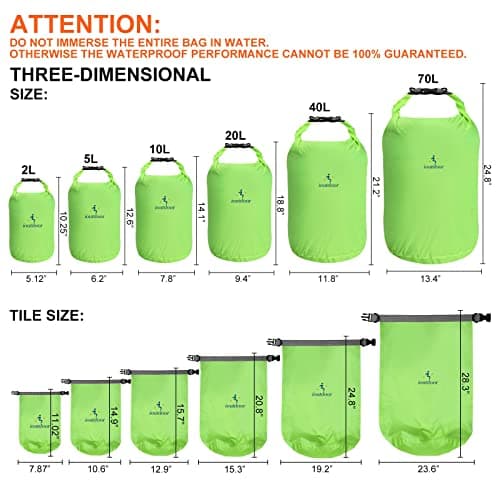 ioutdoor Boat Dry Bags 2L/5L/10L/20L/40L/70L Waterproof Dry Sacks(Green 2L) — view 3