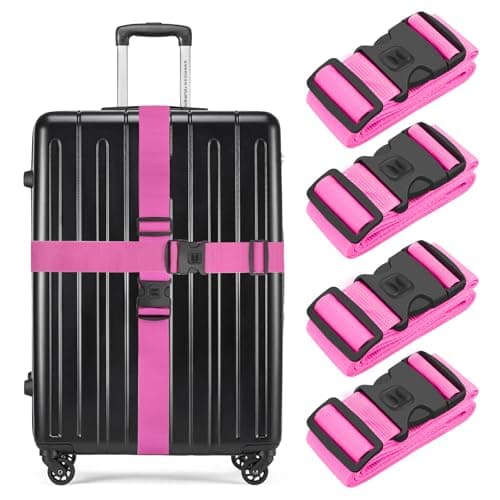 BILIONE 4 Pcs Luggage Straps for Suitcases Strap Lockable Suitcase Belts