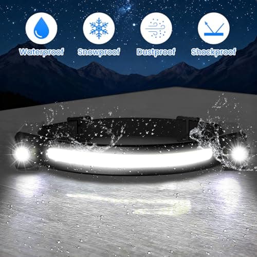 Head Torch Rechargeable,Headlamp with Red Light 2XPE and 260°Wide Beam — view 5