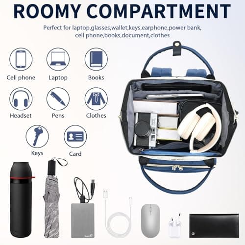VANKEAN Laptop Backpack Women, 15.6" Computer Backpacks College Work Blue — view 4