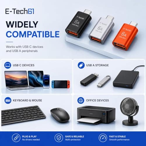 USB C to USB Adapter 3Pack,USBC Male to A Female 3.0 OTG MacBook Pro/Air Adapter,Type C Thunderbolt 4 3 Converter for Apple iPhone 17 17e 16,Mac,iPad,Microsoft Surface,Samsung Galaxy S26 (3x Orange) — view 4