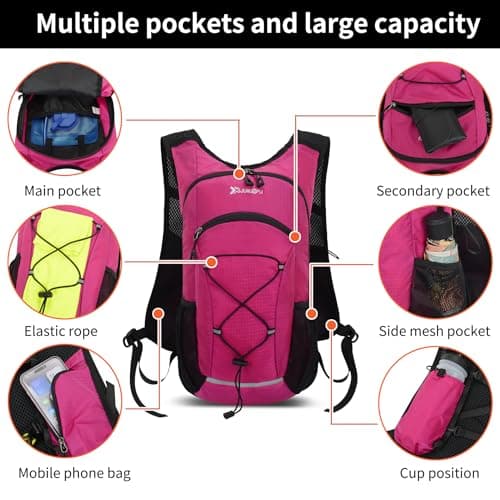 Asnewkit Lightweight Hiking Backpack, 18L, Red — view 4