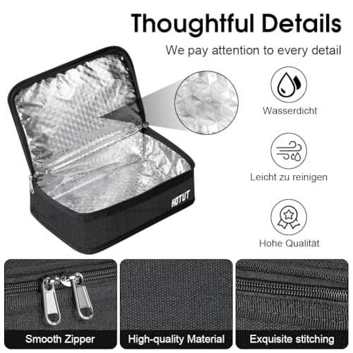 HOTUT Lunch Insulated Bag Small with Handle, Tote Cool Reusable, Portable Thermal Cooler Box for Men Women Kids, Thermal Lunch Tote Bags for Work School Packed Sandwich — view 4