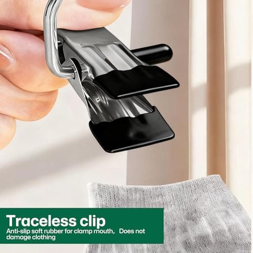 36Pcs Hanging Clips, Portable Clothes Pegs No-slip Stainless Steel Hangers with Clips Hat Storage Travel Hangers Foldable Drying Rack for Pants Towels Shoes Socks Trousers — view 5