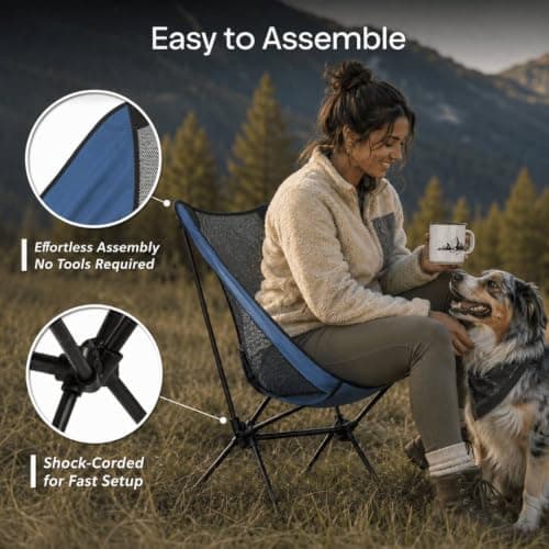 Indigo Blue Folding Camping Chair - Lightweight Canvas Packaway Seat — view 5