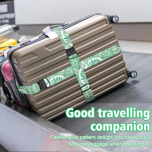 MOTONG 2 PCS Luggage Strap,200 CM Adjustable Suitcase Straps Personalised Luggage Straps Suitcases Heavy Duty Suitcase Belts Thickened Luggage Belt with Quick Release Buckle Green — view 3