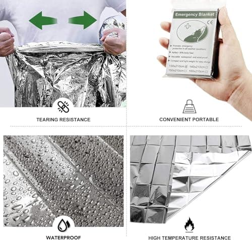 MIXIAO Emergency Foil Blanket (Pack of 15), Survival Thermal Mylar Blankets — view 5