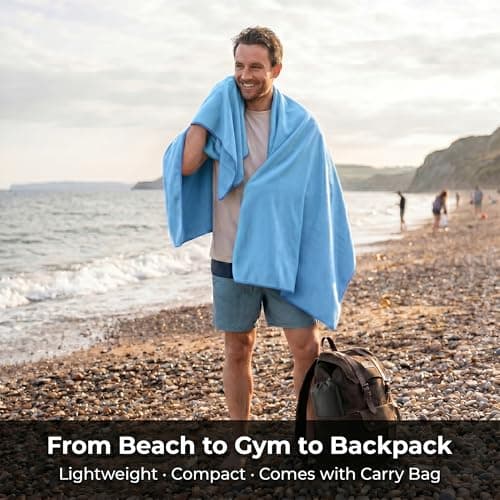 HomlyPro Microfibre Towel Extra Large 180x90cm - Quick Dry, Lightweight, Super Soft, Compact Bath Towel for Gym, Travel, Beach, Swimming, Camping, Hiking & Yoga (Blue) — view 5