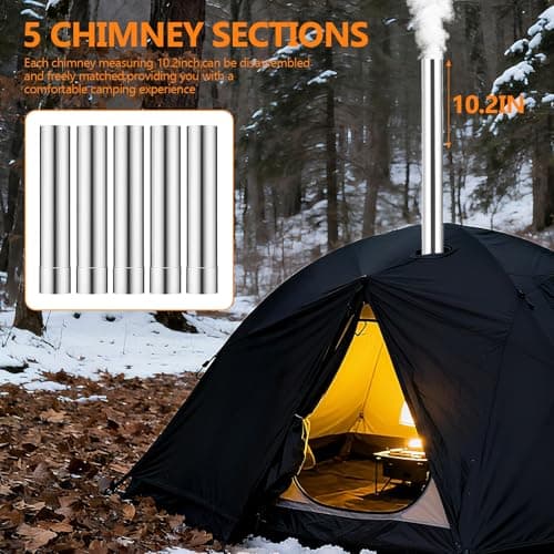 Camping Tent Stove, Foldable Tent Wood Burning Stove, Portable Hot Tent Wood Stove with Windproof Chimney for Outdoor Camping Cooking, Black — view 4