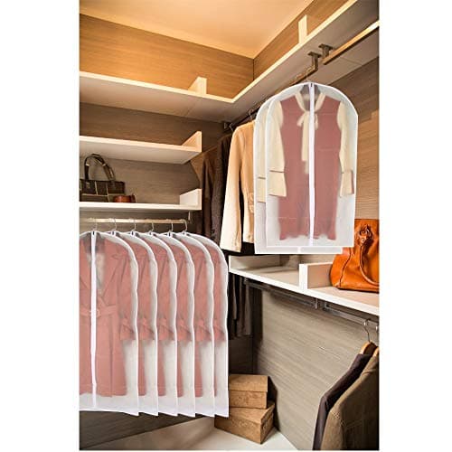HomeClean Garment Bag Clear 60 x 120cm(24'' x 48'') Long Suit Bag Dust Moth Proof Garment Bags White Breathable Full Zipper Dust Cover for Dance Dress Clothes Pack of 6 — view 6