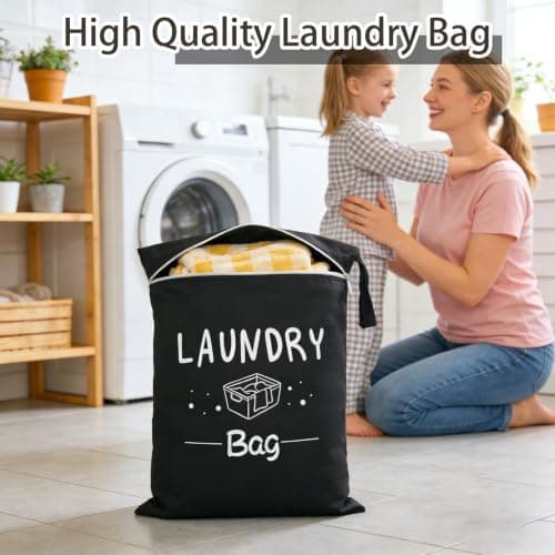 2 PCS Travel Laundry Bags, Reusable Dirty Clothes Organizer with Zipper, Portable Laundry Bag for Travelling, Swimming, Yoga, Workout & Family Vacation — view 4