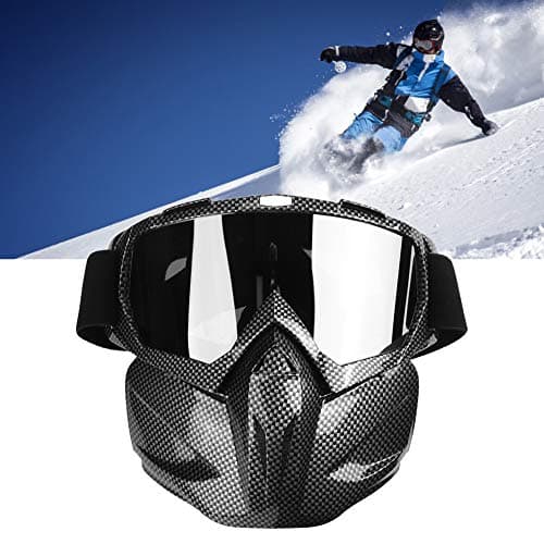 Zohisin Motorcycle Goggles Windproof Snowmobile Glasses Detachable Design Scratch PC Lens for Skiing Snowboarding Winter Outdoor Sports Men Women Carbon Fiber (Carbon Fiber Black) — view 3