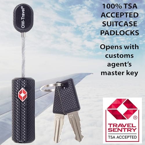 OW-Travel Suitcase Locks with Keys, TSA Approved Luggage Padlocks, Black 2 — view 4