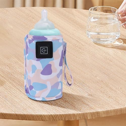 Winter Portable USB Powered Baby Bottle Warmer Insulated Thermal Heating Bag for Travel Stroller Outdoor Winter Feeding and Milk Temperature Control (White, 30x14. 5cm) — view 2