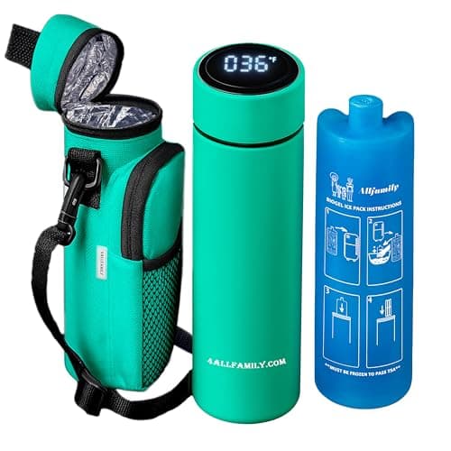 4ALLFAMILY Nomad Medium Pro Insulin Cooler Travel Case – TSA Approved Medicine Cooler with Biogel Ice Pack & Temp Display – Portable Diabetic Cold Case with Insulated Medicine Bag