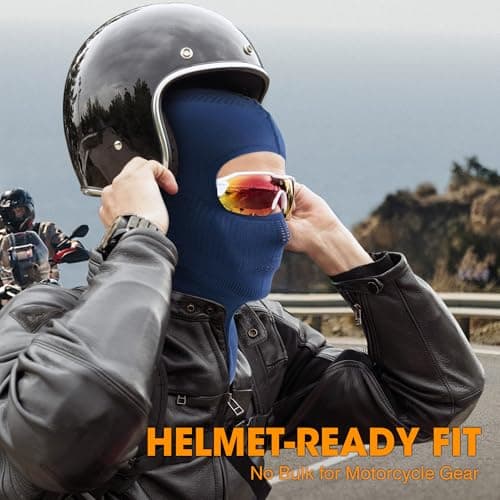 WTACTFUL Balaclava Face Ski Mask for Men Women, Breathable Thermal Warm Full Face Cover Mask Helmet Liner for Motorbike Motorcycle Cycling Skiing Snowboarding Summer Winter Blue — view 4