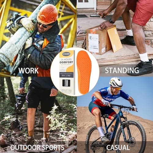 7STROBBS Insoles for Men, Comfort Gel Inner Soles, Cushion Shock Absorber Work Inserts,Non Slip Innersoles Replacement Insole for Walking Boots, Work Shoes, Hiking Boot, Trainers Black UK 8 — view 6