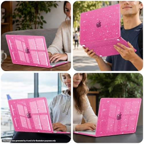 MOSISO Compatible with MacBook Neo Glitter Case 2026 13 inch, Bright Rose — view 6
