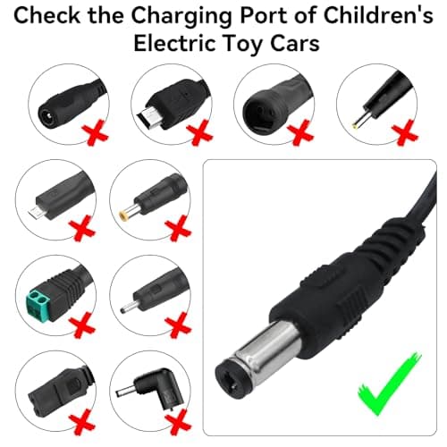 Tosiicop 12V Battery Charger for Kids Quad Bikes-12Volt 1000mA Chargers for Ride on Toys Car-Universal Power Adapter for Childs Electric Car Suit for Motorbike SUV Sports Car ATV Scooter (12V Charger) — view 4