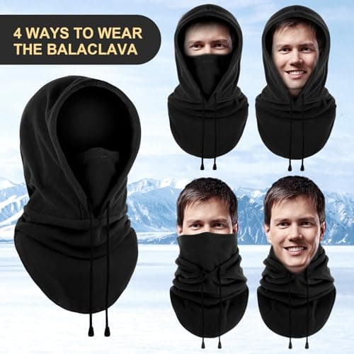 FEIKELUN Balaclava Ski Mask Snood Thermal Balaclavas for Men Winter Neck Warmer Women Snoods Windproof Fleece Hood Face Cover Hat Neck Gaiter for Motorcycle Fishing Walking Hiking Outdoor Sports — view 5