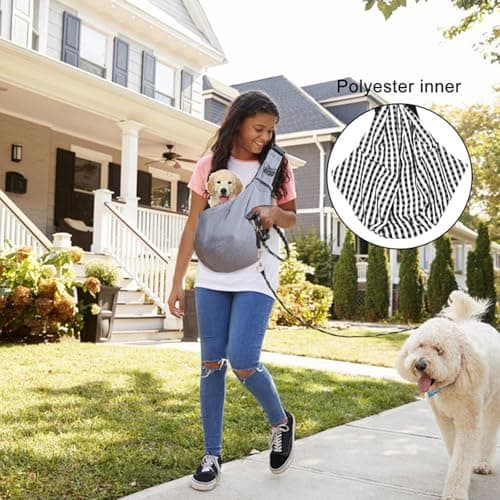 Dog Carrier Bag, Dog Sling up to 10 kg, Portable Carry Bag, Dog Bag for Walking Outdoor Activities and Excursions (Grey) — view 6