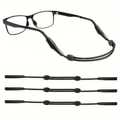 3 Pack Adjustable Glasses Strap for Sports, Anti-Slip Eyewear Retainer Cord with Silicone Ends, Nylon Holder for Glasses and Sunglasses, Secure Fit for Running, Cycling, Gym, Travel and Daily Use