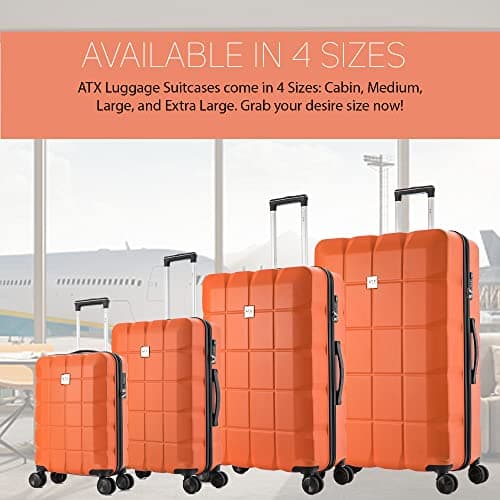 ATX Luggage Extra Large Suitcase Super Lightweight Durable ABS Hard Shell Suitcase with 4 Wheels and Built-in TSA Lock (Orange, 32 Inches,132 Liter) — view 6