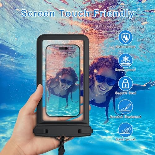 Yisica Universal Waterproof Phone Pouch Case Dry Bag for iPhone 15 14 13 Pro Max Mini 12 11 Pro Max XR XS X 8 7 6S Plus, Galaxy S24 S23 S22 S21 Note Pixel up to 7" Black — view 6