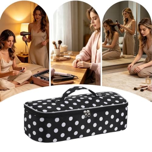 Quilted Hair Tool Bag - Styling Tool Travel Bag Blow Dryer On — view 5