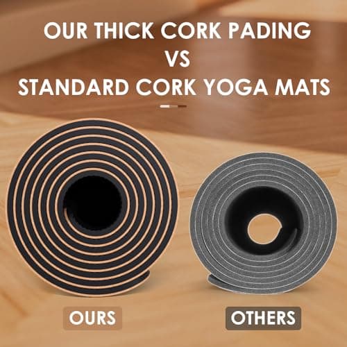 Cork Yoga Mat Non Slip Unique Design Natural Cork Tpe Material Fitness Exercise Mat with Carry Bag and Strap For Home, Pilates,Aerobic,Gym & Workout 72 X 24 — view 4