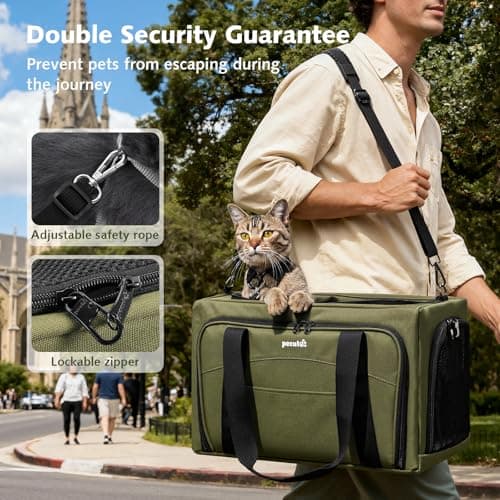 Pecute Cat Carrier Expandable, Extra Stable Cat Carrier Bag, Green — view 5