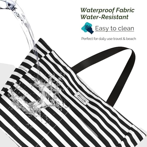 HOMESPON Large Waterproof Beach Bag for Women, Zippered Pool Tote — view 5