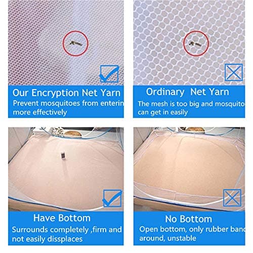 GLKEBY Pop Up Mosquito Net for Double Bed, 180 * 200 * 150cm Large Portable Tent Travel Double Door Zipper Bed Net, Easy Installation,Fine mesh,for Bedroom Outdoor Camping,No Hooks Easy operation — view 3