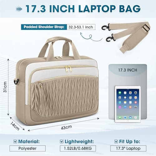 RAINSMORE 17.3 Inch Laptop Bag for Women Work Bag Large Briefcase — view 3