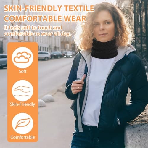 KIKAWORD 4PCS Winter Neck Warmer for Men Women，Thermal Knitted Snoods,Windproof Thick Neck Scarf for Skiing Cycling Running Outdoor Sports — view 3