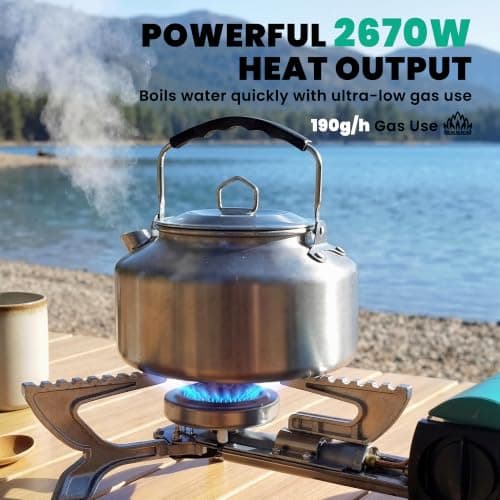 Outsunny 2670W Foldable Camping Stove Piezo Ignition Safety Shut-Off Green — view 3