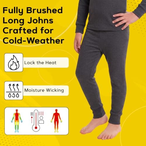 Octave Boys Thermal Underwear Long Johns/Pants/Long Underwear (UK, Age, 2 Years, 3 Years, Regular, Charcoal, 2 Pack) — view 6
