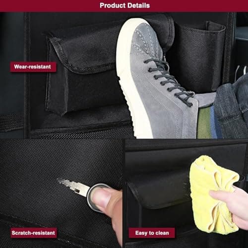 2-Pack Car Seat Storage Bags, Kids Car Backseat Organizer with Foldable Table Stand, Equipped with Car Seat Center Storage Net, Multi-purpose Car Storage Bags for Toys, Snacks, Travel Essentials — view 3
